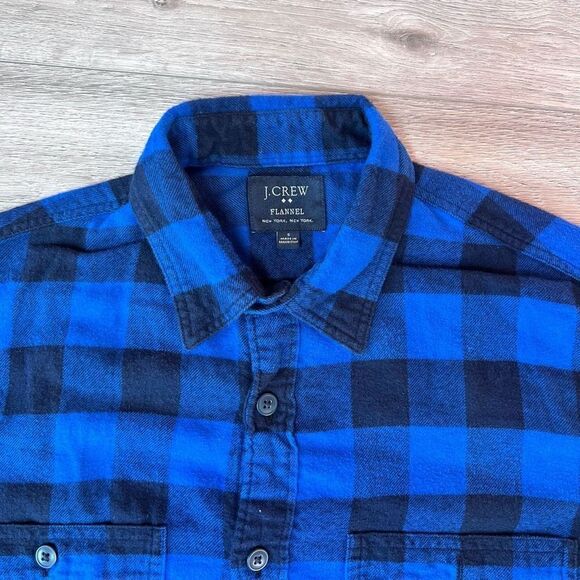 J. Crew Men's Blue Plaid Long Sleeve‎ Flannel Button Down Shirt Size Small - Picture 2 of 6